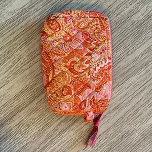 Vera Bradley-Small Makeup Bag-Orange Pink Yellow Paisley Print w. zipper